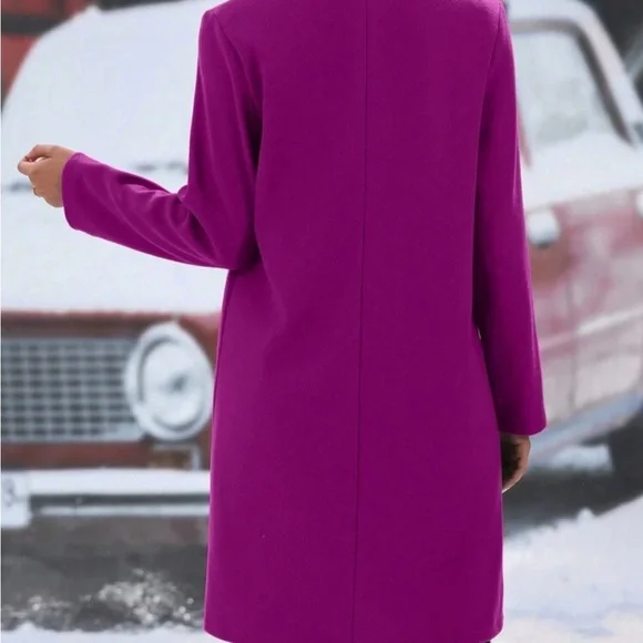 Purple Women's Double Breasted Knit Coat - Picture 2 of 3